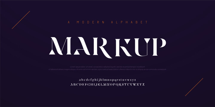 MARKUP Minimal modern alphabet fonts. Typography minimalist urban digital fashion future creative logo font. vector illustration