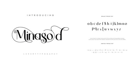 Elegant Font Uppercase Lowercase and Number. Classic Lettering Minimal Fashion Designs. Typography modern serif fonts regular decorative vintage concept. vector illustration 