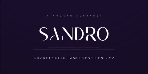 SANDDRO Modern abstract digital alphabet font. Minimal technology typography, Creative urban sport fashion futuristic font and with numbers. vector illustration