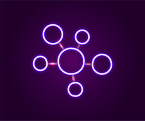 Glowing neon line Mind map infographic icon isolated on black background. Colorful outline concept. Vector