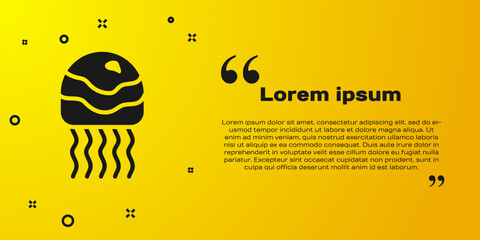 Black Jellyfish icon isolated on yellow background. Vector