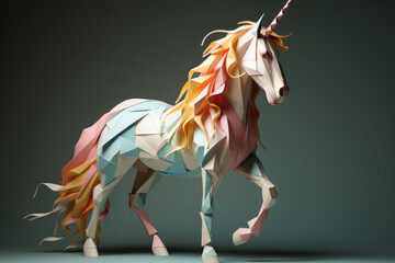 Obraz na płótnie Canvas Fairytale unicorn made of colored paper