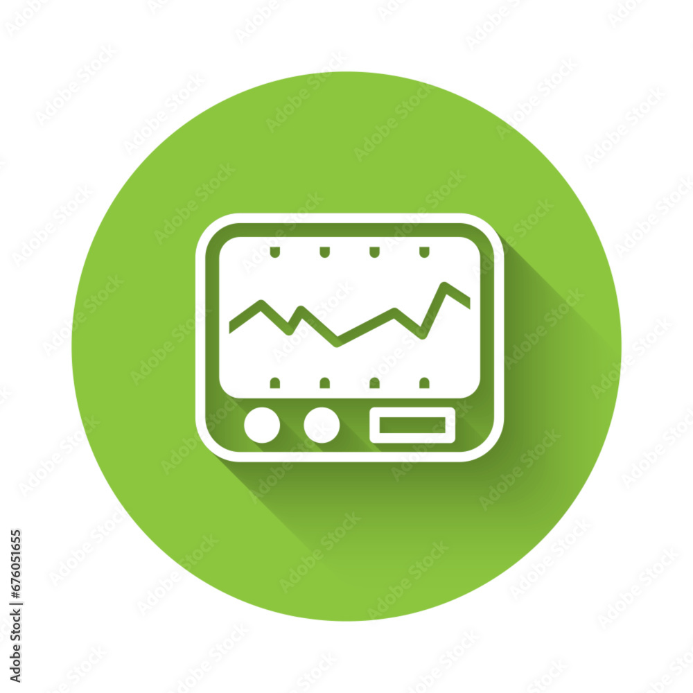 Poster white electrical measuring instrument icon isolated with long shadow. analog devices. measuring devi