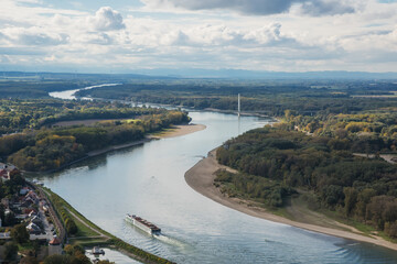Fototapeta na wymiar Danube River, Donau river near Hainburg an der Donau, beautiful autumn landscape, Austria
