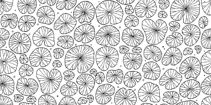 Seamless pond texture with lily pads leaf, top view for your design