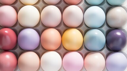  a group of eggs in a carton with different colors of eggs in the carton on the side of the carton.  generative ai