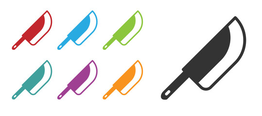 Black Knife icon isolated on white background. Cutlery symbol. Happy Halloween party. Set icons colorful. Vector