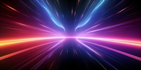  Abstract neon lights background. abstract background with laser rays, and glowing lines. Purple and blue color.