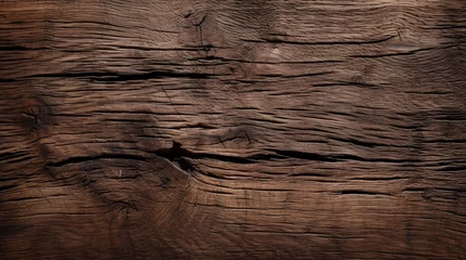 Gordijnen  texture of old dark cracked wood with knots  © Muhammad