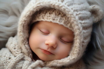 Fototapeta na wymiar Cute baby sleeping in bed