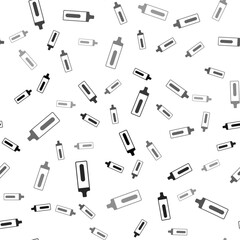 Fototapeta na wymiar Black Electronic cigarette icon isolated seamless pattern on white background. Vape smoking tool. Vaporizer Device. Vector
