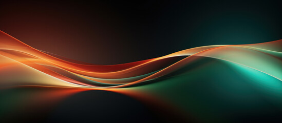 Abstract Orange and Green soft light waves on a Black  background for design and presentation