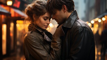 Fototapeta premium couple in love on the street 