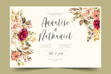 elegant wedding invitation with vintage flowers design vector illustration