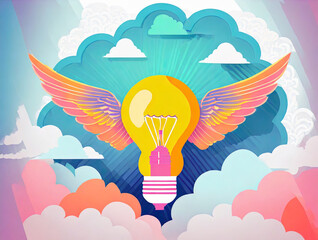 Set your ideas free, a light bulb with wings