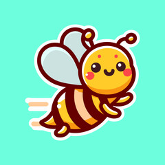 Obraz premium Vector art of Cute bee flying cartoon style vector icon illustration