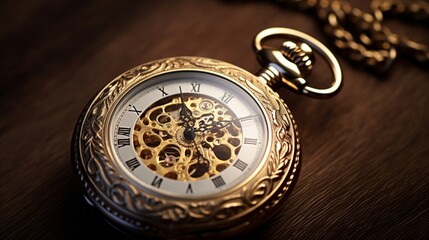 A beautifully designed pocket watch with a vintage feel, rendered in full ultra HD quality, highlighting its ornate craftsmanship.