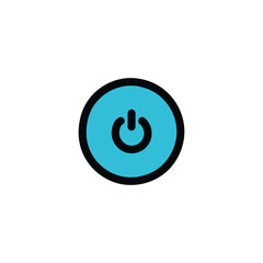 Hand-drawn cartoon doodle power button icon on a white background.