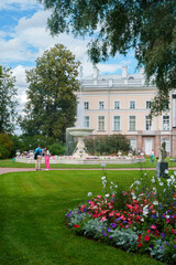 Park in Tsarskoye Selo in St. Petersburg in summer, tourist season. Saint Petersburg, Russia - 4...