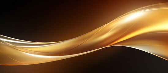 Obraz premium Abstract Yellow waves of a Black background for design and presentation
