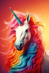 Obraz na płótnie Canvas White unicorn in Rainbow flag colors. Symbol of lgbt gay community and homosexuality. Generative Ai