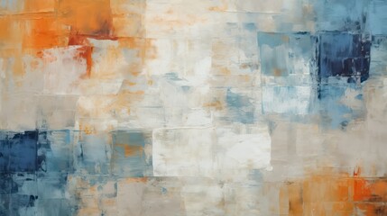 Vintage abstract rough texture painting with a mix of orange and blue hues