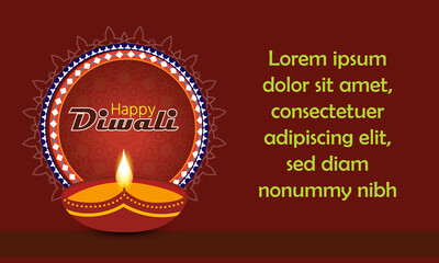 Happy Diwali with Diwali Lamp, Diwali celebration post, vector illustration design.