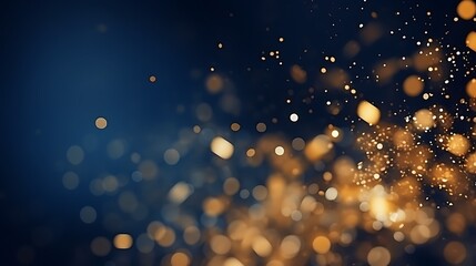 Obraz na płótnie Canvas abstract background with Dark blue and gold particle. Christmas Golden light shine particles bokeh on navy blue background. Gold foil texture. Holiday concept