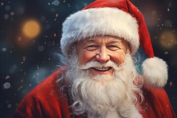 A detailed view of a person wearing a Santa suit. This image can be used for holiday-themed designs and promotions