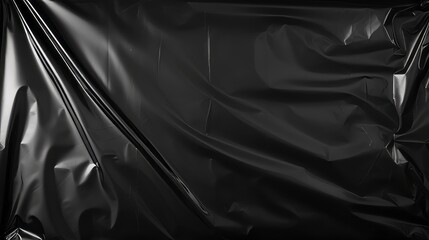Authentic polyethylene texture on black background. Torn packaging