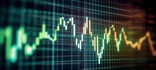technical financial market graph on technology abstract background concept for Increase in stock prices, positive market, low-interest rates, low interest rates, increase in consumption