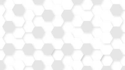 Abstract white and gray multi-shades hexagonal background. Gray luxurious 3d honeycomb futuristic vector. 3D futuristic abstract honeycomb mosaic white background. geometric mesh cell texture.	