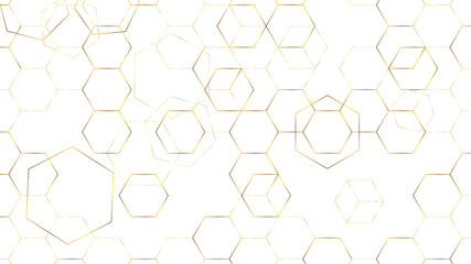 Abstract Golden Hexagonal Background. Luxury Golden Pattern. 3D Futuristic abstract golden honeycomb mosaic vector background. geometric honeycomb mesh cell texture.