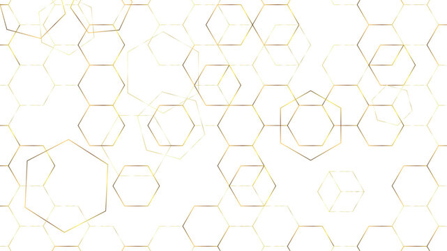 Abstract Golden Hexagonal Background. Luxury Golden Pattern. 3D Futuristic abstract golden honeycomb mosaic vector background. geometric honeycomb mesh cell texture.