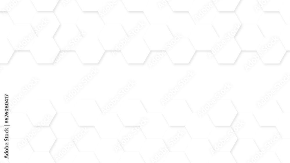 Poster abstract white hexagonal background. luxury white honeycomb pattern. 3d futuristic abstract honeycom