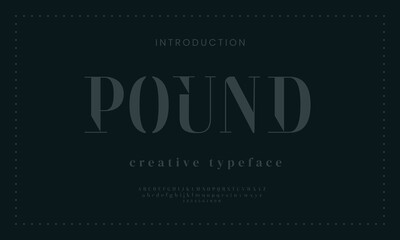 Pound Modern abstract digital alphabet font. Minimal technology typography, Creative urban sport fashion futuristic font and with numbers. vector illustration