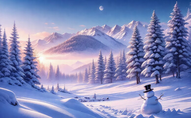 Fantastic winter landscape. AI