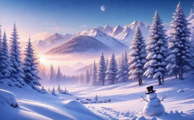 Fotobehang Fantasie landschap Fantastic winter landscape. AI