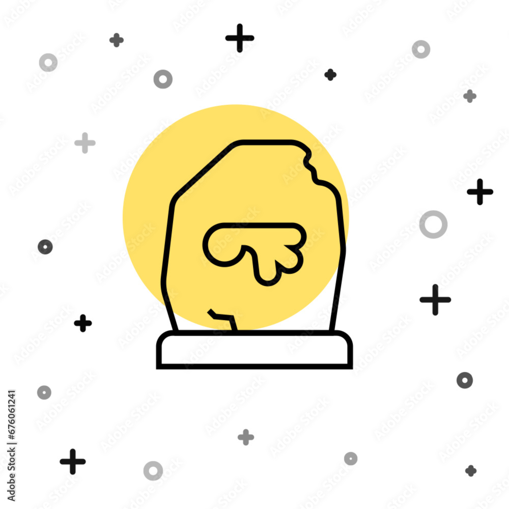 Poster black line magic rune icon isolated on white background. rune stone. random dynamic shapes. vector