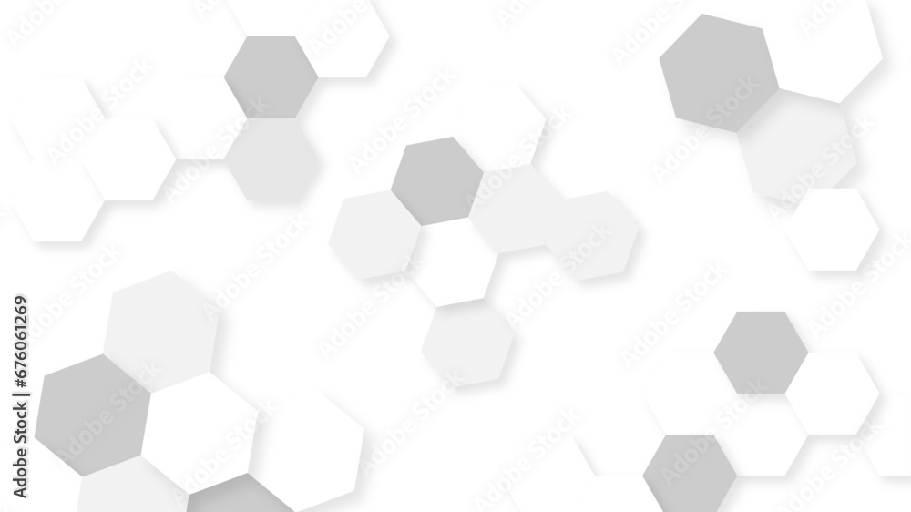Poster abstract background with multiple shades of gray hexagon pattern vector design template. white hexag