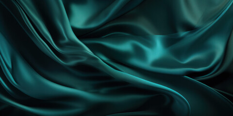 Obraz premium Abstract Dark Green Satin texture of a Black background for design and presentation