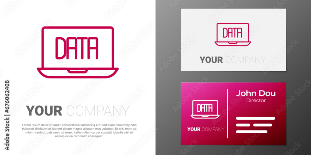 Poster logotype line data analysis icon isolated on white background. business data analysis process, stati