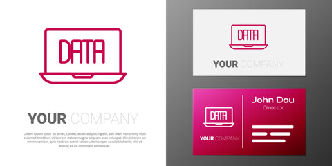 Logotype line Data analysis icon isolated on white background. Business data analysis process, statistics. Charts and diagrams. Logo design template element. Vector