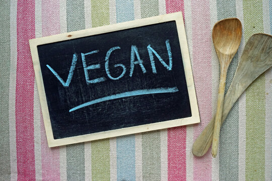 Vegan written on a chalkboard