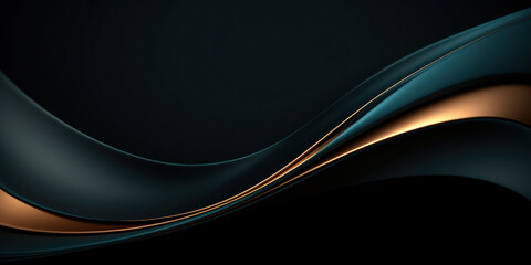 Abstract Dark Green and Orange soft waves of a Black background for design and presentation