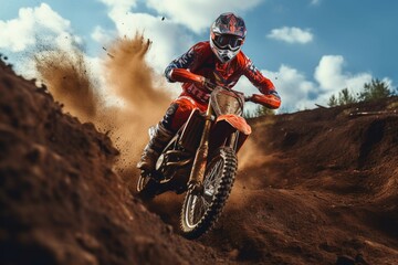 Obraz premium Daring Extreme Motocross Mastery MX Rider Dirt Circuit Track 