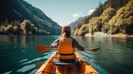 A person enjoying an ecofriendly activity such as kayaking or hiking with a focus on the importance of preserving natural habitats - obrazy, fototapety, plakaty