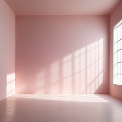 Fototapeta premium Blank room wall with sunlight coming through the window 