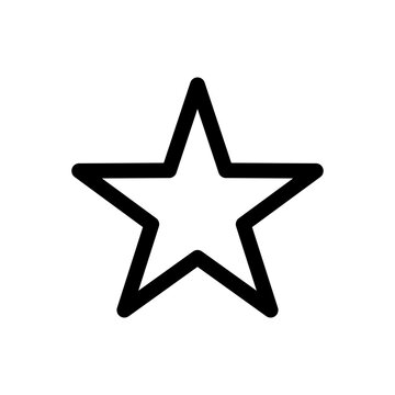 Isolated Hollow Empty Outlined Black Star Symbol Icon. Vector Image.