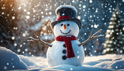 Fototapeta premium snowman in the snow
